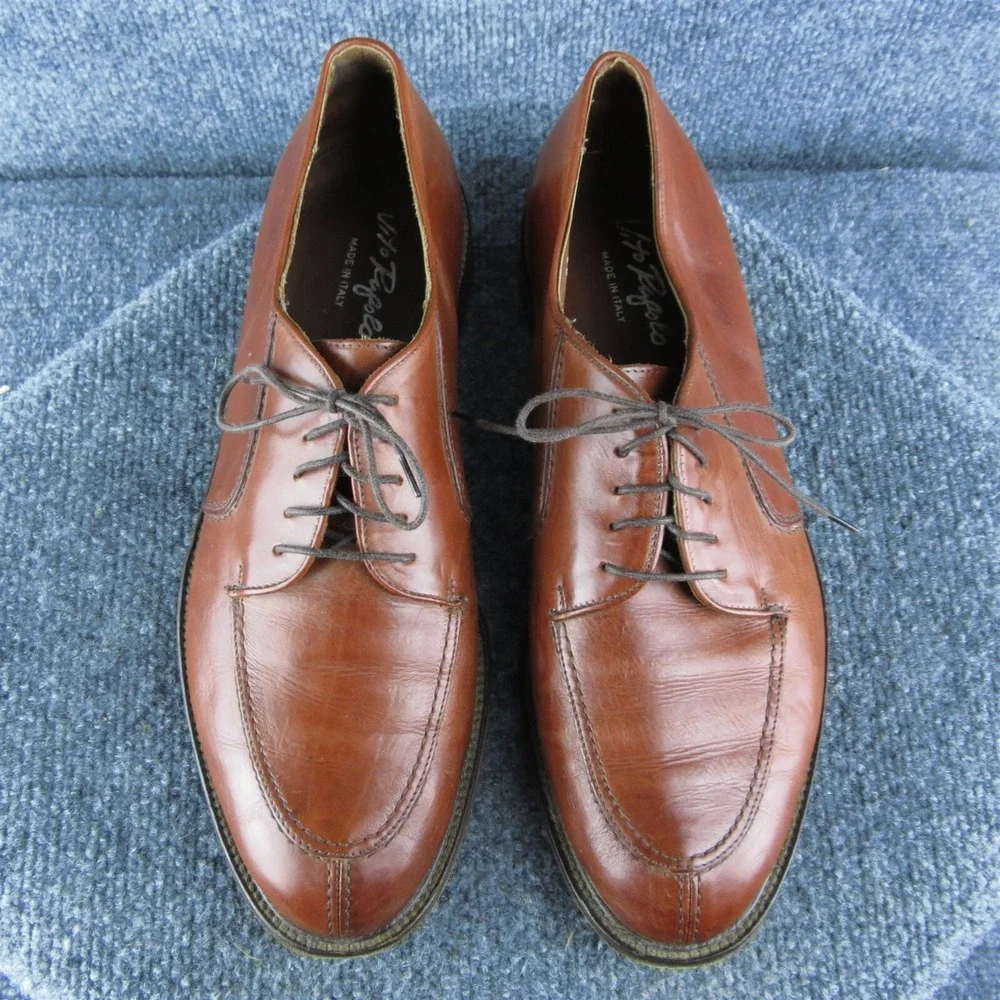 Vito Rufolo Mens Shoes‎ Size 11 Made In Italy Brown Leather Split Oxford Sharp